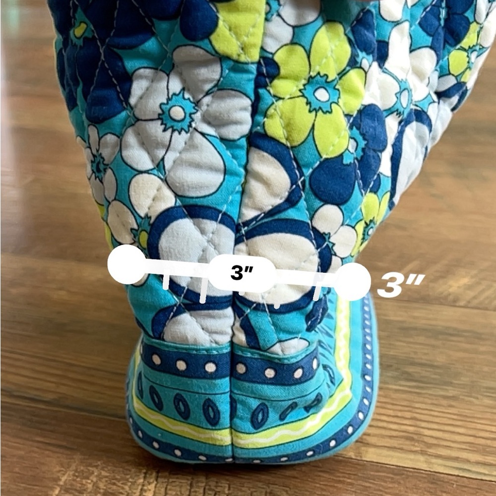 Vera Bradley Quilted Floral Tote with Bamboo Handles in Blue, Aqua & Lime - Picture 6 of 7